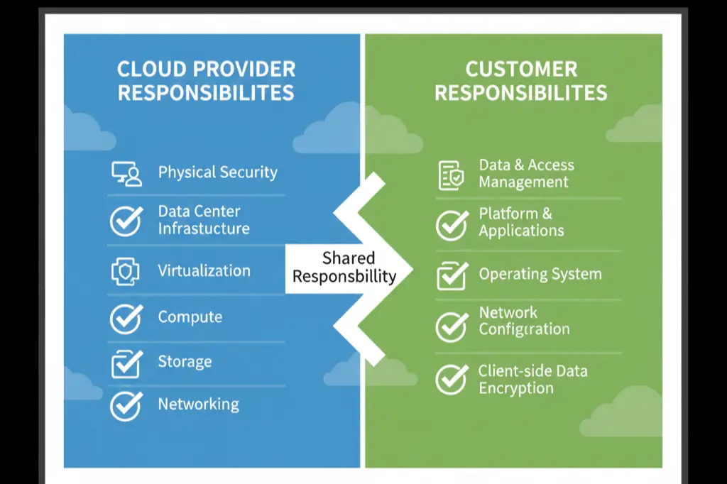 Shared responsibility model in cloud security training explained visually