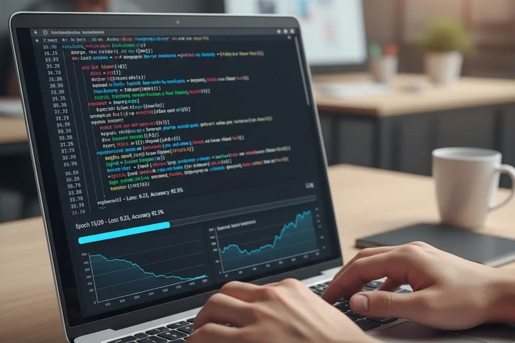 Beginner working on practical AI training for beginners with live code editor