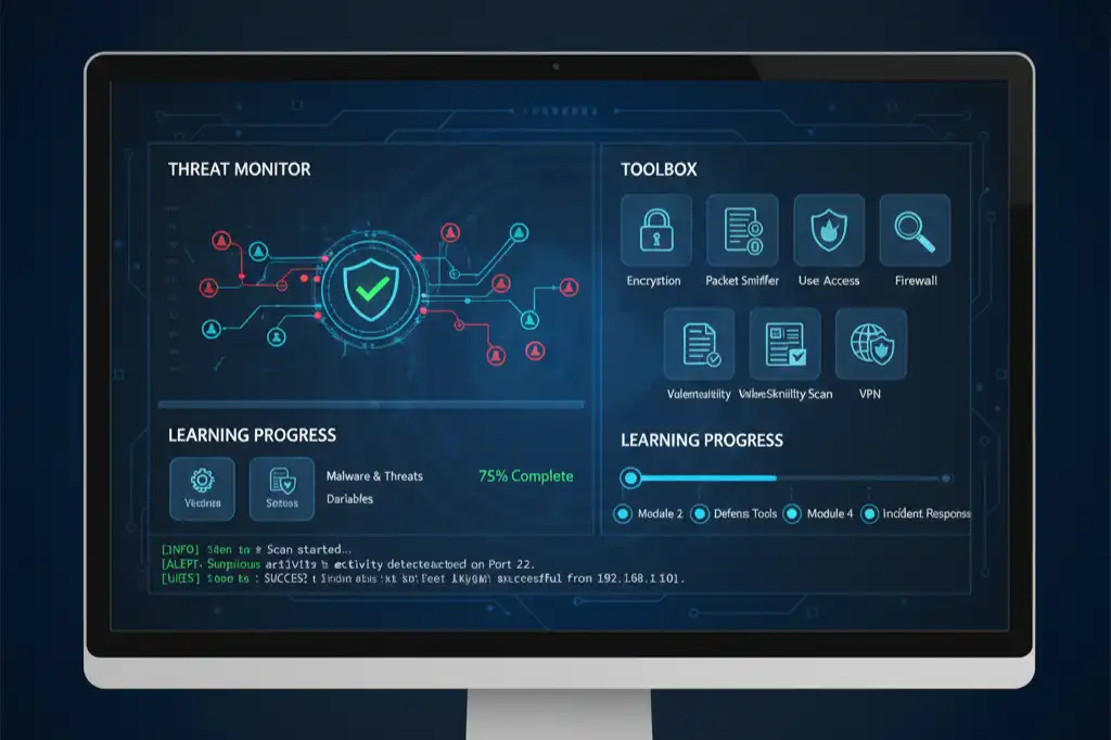 cyber security tools for beginners training course interface