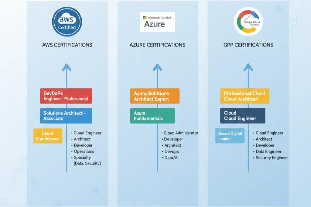 best cloud certification courses comparison AWS Azure GCP training