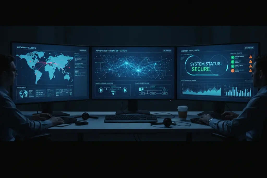 AI automation in cybersecurity showing threat detection and incident response automation
