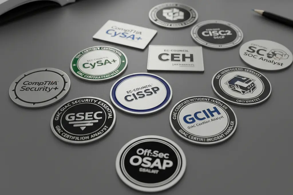 Industry-recognized SOC analyst certifications including Security+ and Blue Team certifications